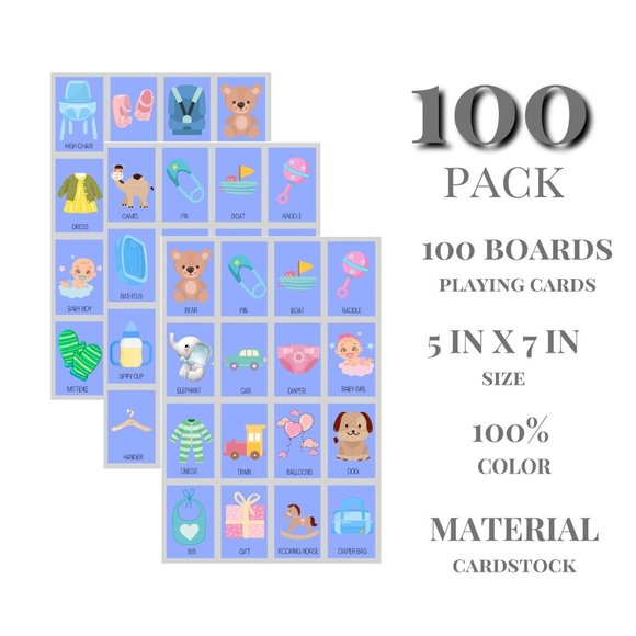 Baby Shower Games - 100 Boards Boy - Baby Gender Reveal Games - Party Favors - Picture 2 of 4